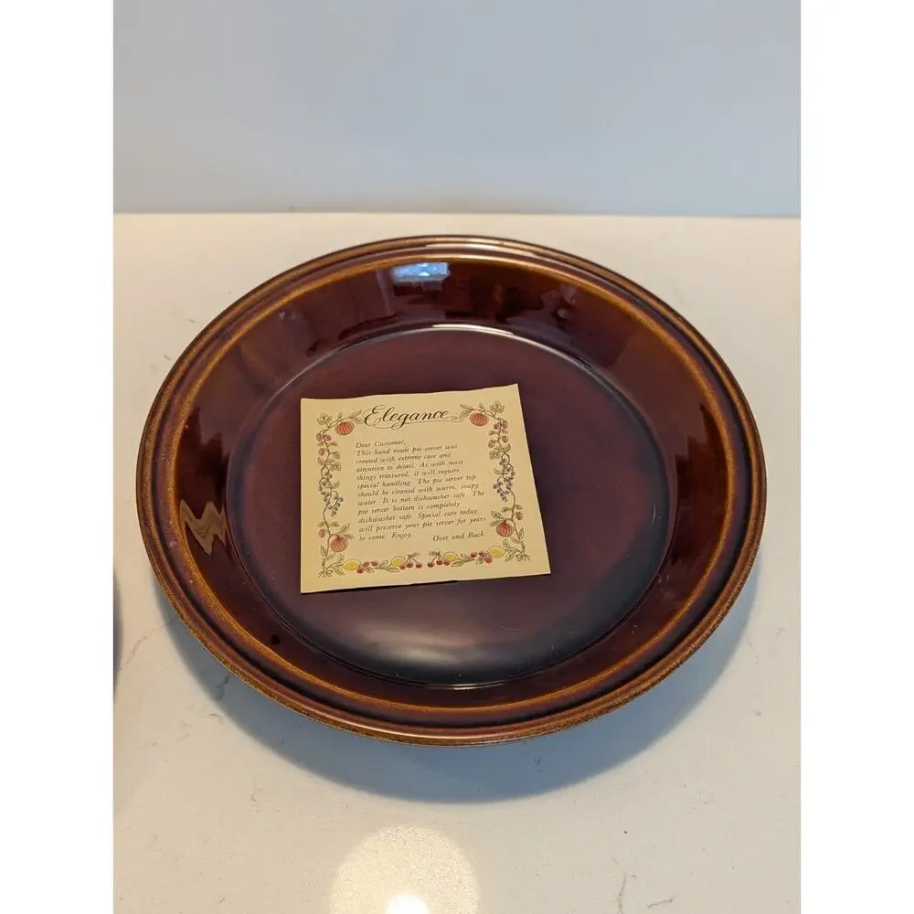 Vtg. 80's Ceramic Apple Pie Baking Dish Plate & Lid Americana Holidays Country